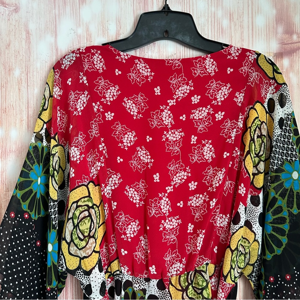 Vintage 90’s BISOU BISOU Maternity Kimono Sleeve Retro Floral Print Tunic Top - Picture 10 of 11